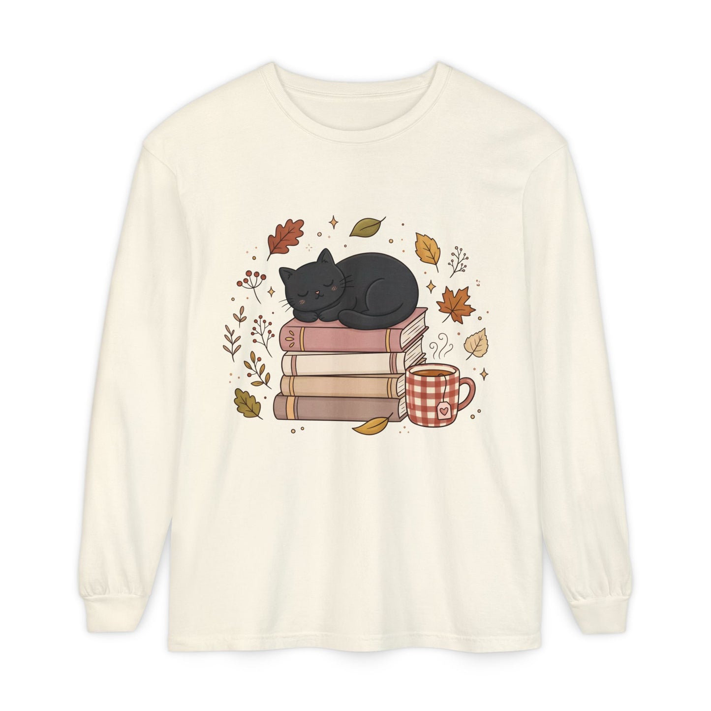 Cozy Cat & Books Long Sleeve Tee