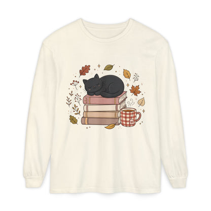 Cozy Cat & Books Long Sleeve Tee
