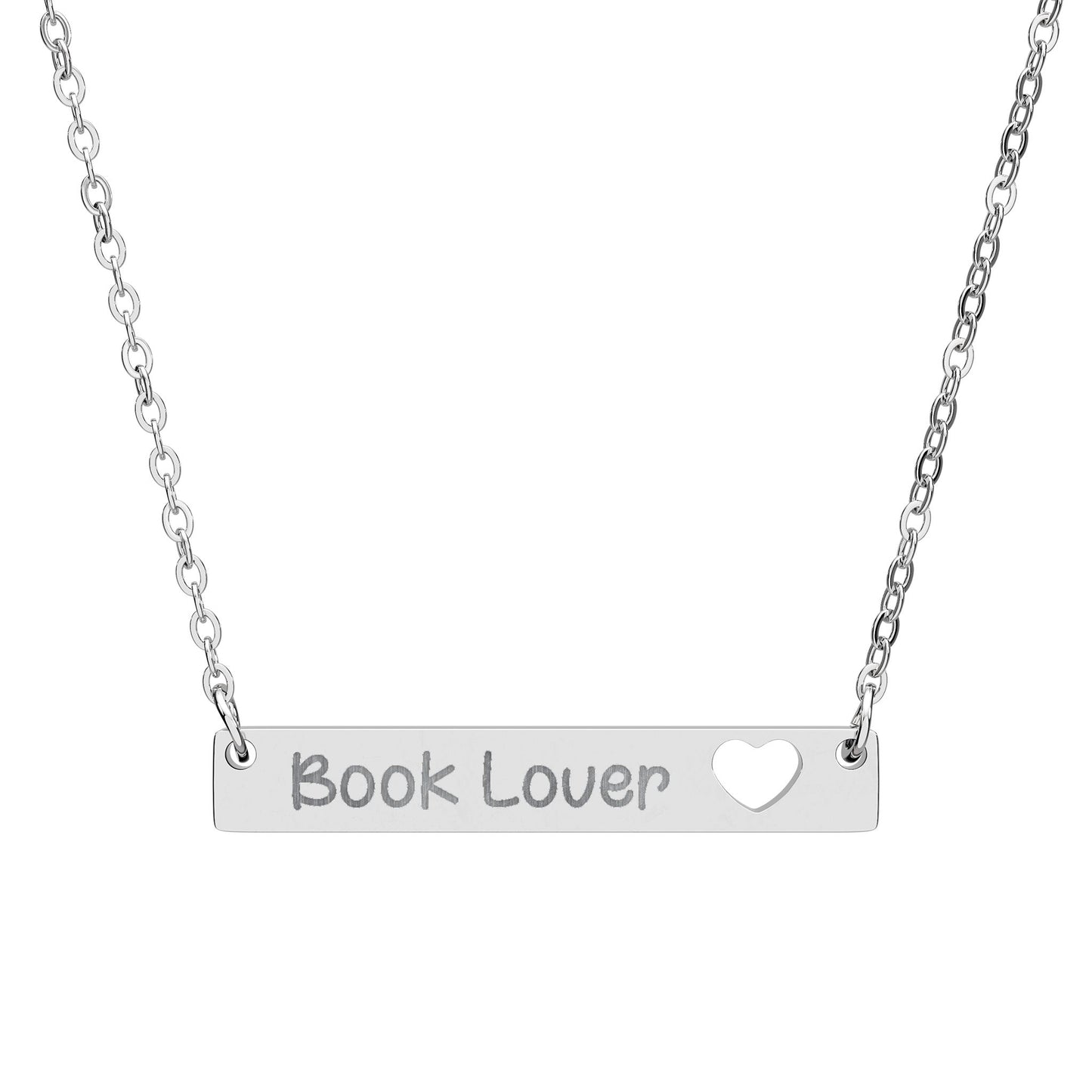 Book Lover Engraved Necklace