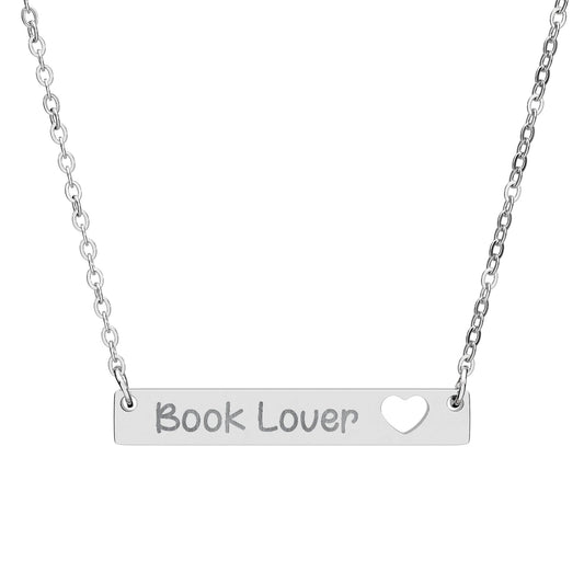 Book Lover Engraved Necklace