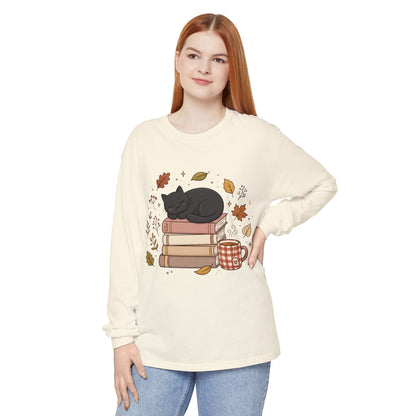 Cozy Cat & Books Long Sleeve Tee