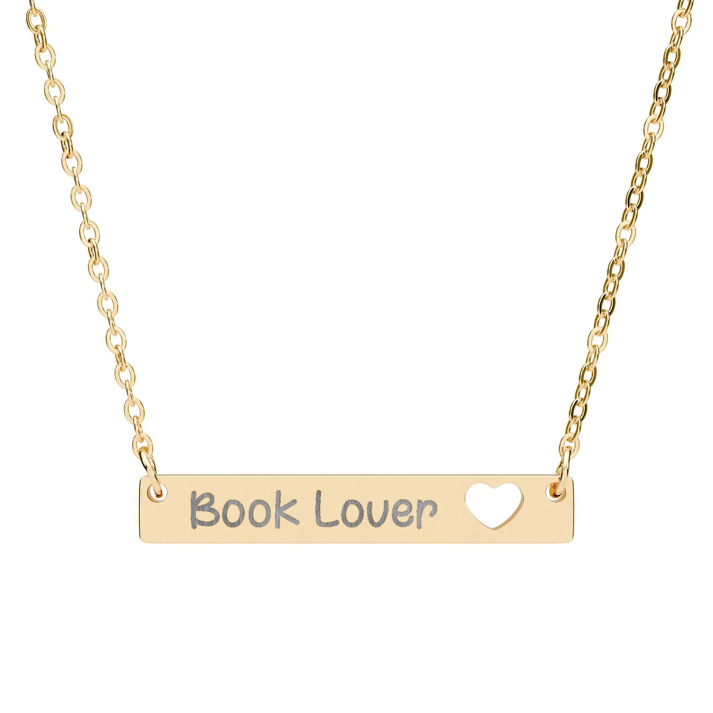 Book Lover Engraved Necklace